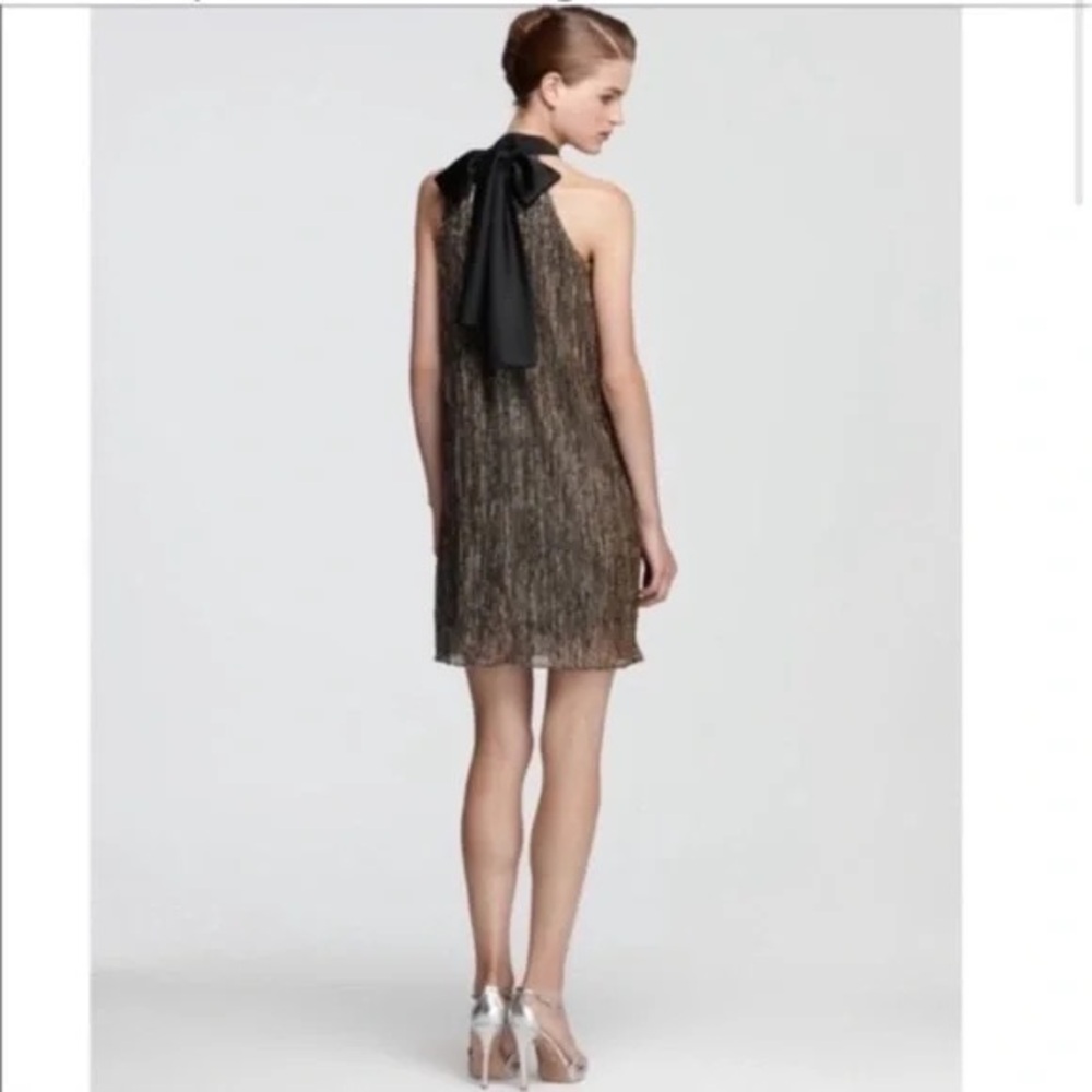 Metallic bow cocktail dress